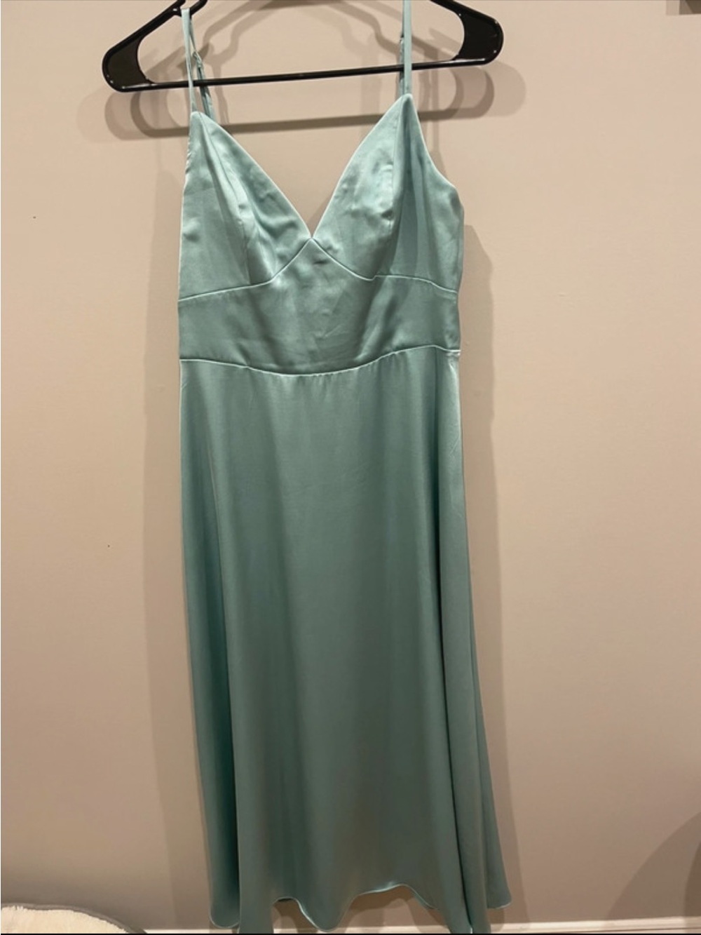 Azazie Mint Green Satin Slip Midi Dress